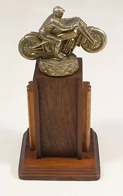 Vintage Solid Metal Gold Tone Motorcycle Racing Trophy No Brass Plate. • $29