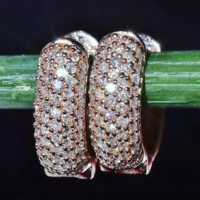 Signed BH Effy 14k Rose Gold Earrings 0.80ct Diamond Huggie Hoop 3.5gr N3018A • $1875