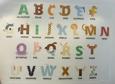 Animal Alphabet Number Colour Wall Stickers Decal Nursery Kids • £7.99