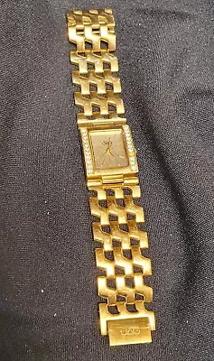 Vintage 1980's 18cm Goldtone Swarovski Crystal Jag Halo Watch Panther Link  • $25