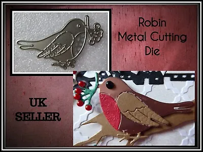 £3.99 • Buy Christmas Robin Metal Cutting Die Holly Stencil Crafts Card Making Scrapbooking