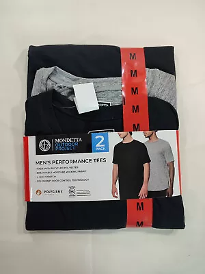 Men's Mondetta Outdoor Project 2 Pack Performance Stretch Tees Medium Black Gray • $16.98