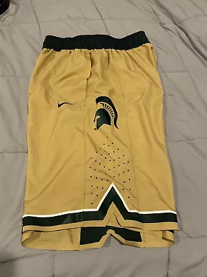 Nike Elite Michigan State Basketball Shorts Adult Large Bronze Rare Spartans Men • $59.99