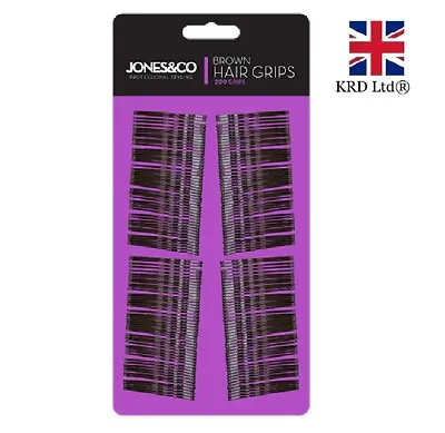 £2.49 • Buy 200 X BROWN HAIR GRIPS Kirby Grip Bobby Pins Slides Granny Clips Clamps Waved UK