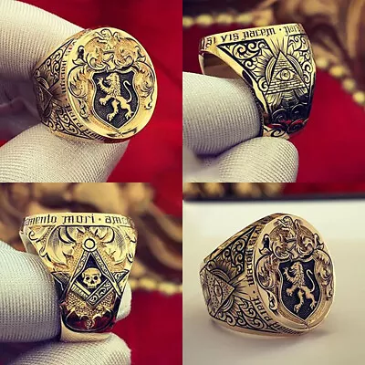 New Magnificent Gold Lion Rings Men Wedding Ring Jewelry Party Gift Size 7-12 • £1.19