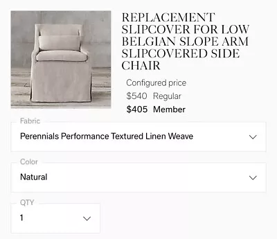 Restoration Hardware Low Belgian Slope Armchair (Slipcover Only) • $350