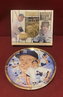 Micky Mantle Hamilton Collector's Plate & 23k Gold Trading Card • $28