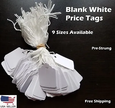 Blank White Merchandise Price Tags W/ String Retail Strung Jewelry 100-1000 Pcs • $35.99