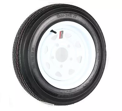 Trailer Tire On Rim 480-12 4.80-12 12 LRB 5 Bolt Hole White Spoke Wheel Stripe • $67.96