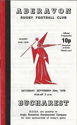 Aberavon v Bucharest 30 Sep 1978 RUGBY PROGRAMME • £4.99