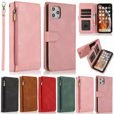 Zipper Leather Flip Wallet Case For Apple IPhone 15 Pro Max Xs XR 78 14 13 12 11 • $13.54