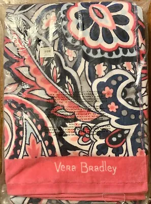 NEW Vera Bradley Beach Towel Gramercy Paisley Breast Cancer Collection Pink Blue • $28.99