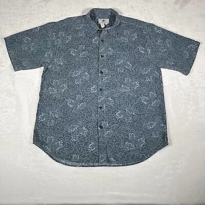 The Territory Ahead Men Button Up Shirt Short Sleeve Casual Blue Floral Size XXL • $29.99