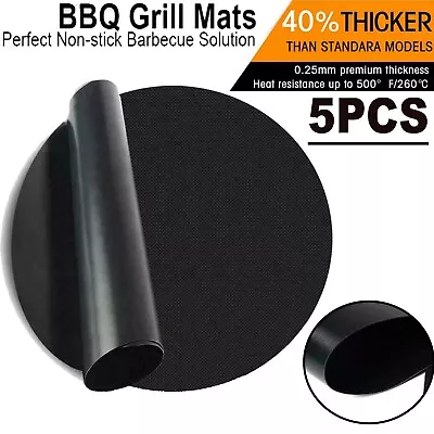 5Pcs Round BBQ Grill Mats Sheet Baking Mat No-stick Reusable BBQ Party • $11.99
