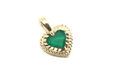 9ct Gold Green Agate Heart Pendant No Chain Gift Boxed Made In UK  • $75.83