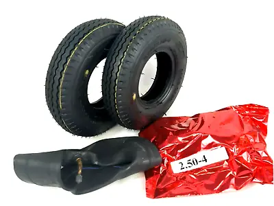 Pair 2.80/2.50-4 Black Pneumatic Mobility Scooter Tyres & Tubes (Good Care)  • £36.20