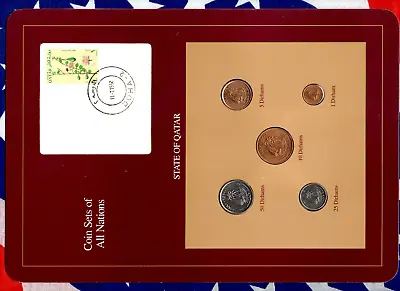 Coin Sets Of All Nations Qatar 1973-1990 UNC 50 Dirhams 1990 Flower Stamp • $21