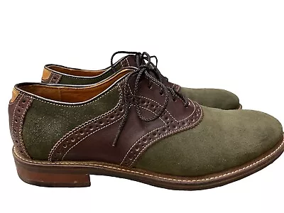 Johnston Murphy Men's Size 8.5 D Warner Saddle Oxford Olive Suede Leather Shoe • $43