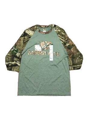Xl Official Mossy Oak Camouflage Raglan T Shirt Mens Xlarge Green Camo Nwt • $9.99