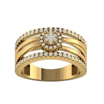 Araiya Fine Jewelry 14K Yellow Gold Diamond Halo Band Ring 1/2ct Size 7 3.98g • $639.99