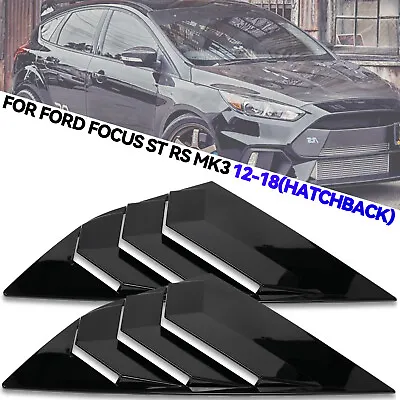 2 X Gloss Black Car Rear Window Louvers Vent Trim For Ford Focus ST RS MK3 12-18 • £14.99