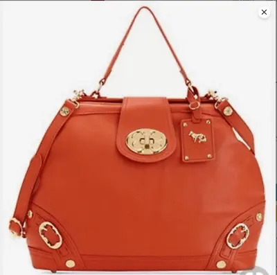 $124 • Buy Emma Fox Classics Frame Large Orange Leather Satchel Shoulder Bag Purse, MP $328