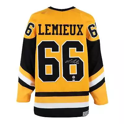 Mario Lemieux Signed Pittsburgh Penguins Yellow Rookie Vintage CCM Jersey • $2560.62