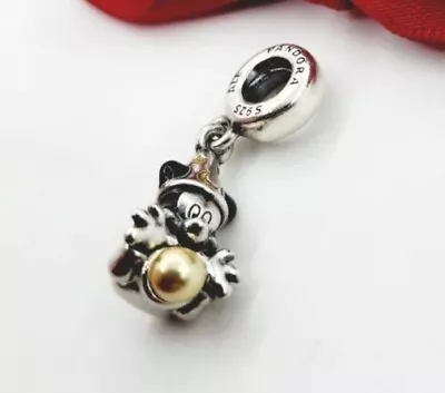 Authentic Pandora Disney  Mickey Mouse Sorcerer's Pearl Dangle Charm W/ Pouch • $29.99
