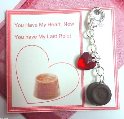  My Last Rolo  Bag Charm Red Heart & Rolo Charm Bead +Gift Tag Christmas Gift • £6