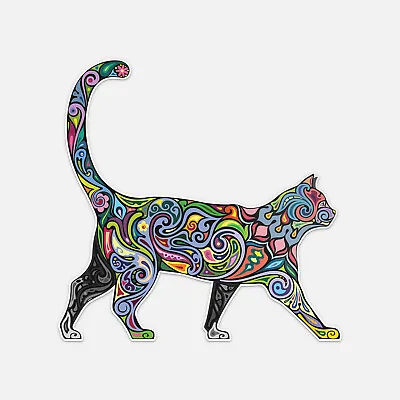 Cheerful Cat Pattern Vinyl Car Bumper Sticker Decal • $2.95