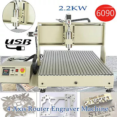 CNC 6090 4 Axis Router Engraving VFD Wood Carving Milling Machine 2200W Vfd USB  • $2045.07