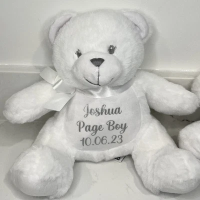 £19.99 • Buy Page Boy Gift Flower Girl Gift Personalised Teddy Plush Wedding Gifts Bridesmaid