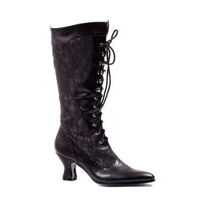 Black Lace Up Victorian Steampunk Vintage Walking Shoes Granny Costume Boots • $58.95