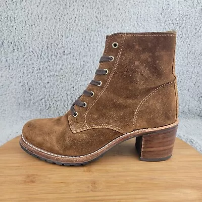 Frye Women’s Sabrina 6G Lace Up Boots Block Heel Dark Brown Leather Size 7.5 M • $59.97