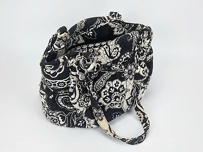 Vera Bradley Black & White Paisley Tote Bag - Floral Shopper Hand Purse Midnight • $24.95