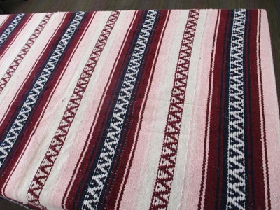 £20 • Buy Mexican Blanket, Throw, Rug, Burgundy Pink White, Woven Stripe, Snuggle Blanket
