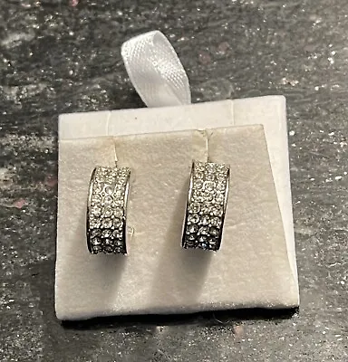 Ladies M&S  Silver Effect & Crystal Hoop Stud Earrings BNWOB • £4.50