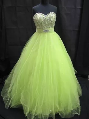 NWT LIME MORILEE Sz12 QUINCEANERAFORMAL PROM DRESS PAGEANT BALLGOWN #91021 $450 • $135
