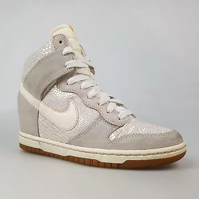 Women's NIKE 'Dunk Sky HI' Sz 6 US Shoes Grey White Wedge | 3+ Extra 10% Off • $69.99