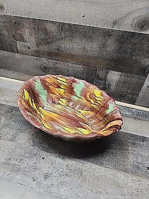 Mexican Oaxacan Dripware Ribbed Bowl. 1930s. Large. 14in X 11 Multicolored  • $89.19