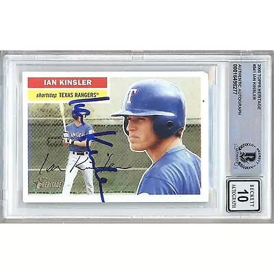 Ian Kinsler Texas Rangers Autograph 2005 Topps Heritage 341 BAS BGS Auto 10 Slab • $133.49