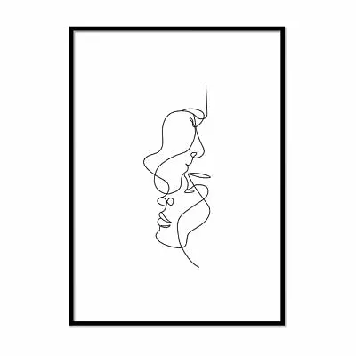 £3.49 • Buy Woman Line Drawing Fashion Art Sketch Print Faces Black White Framed Wall Art