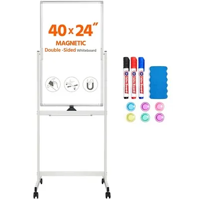 Reversible Magnetic White Board 360° Rolling Aluminum Frame Whiteboard • $47.49