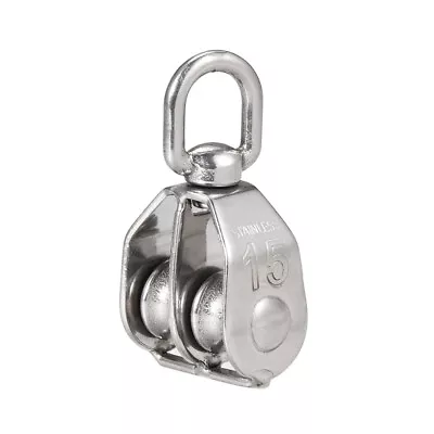 M15 Lifting Crane Swivel Hook Double Pulley Block Wire Wheel 304 Stainless Steel • $21.19