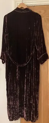 Jasper Conran Velvet Silk Long Dressing Gown Size 8-10 Chocolate Brown Pockets • £59.99