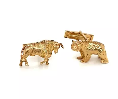 14K Yellow Gold Bull And Bear Cuff Links  • $1500