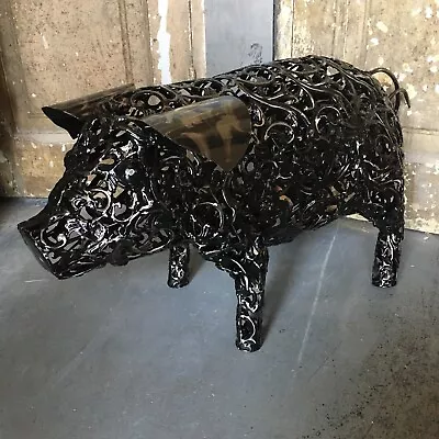 Large Metal Filigree Style Pig Statue Art Sculpture 30” X 16” Farm House Animal  • $225