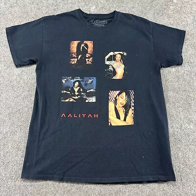 Aaliyah Shirt Mens Large Black Graphic Band Singer Rap Cotton Spellout Dancer • $0.99