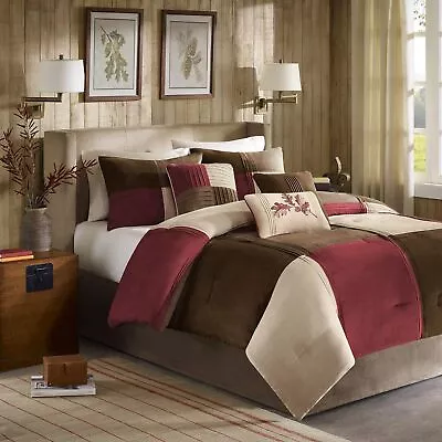 7 Pcs Comforter Set Shams 1 Comforter Pillows Bedskirt Red • $144.43