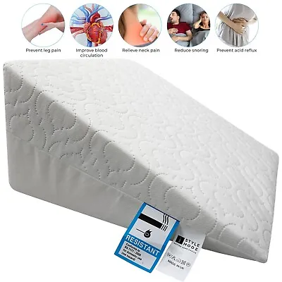 Wedge Pillow Large Acid Reflux Support Bed Back Cushion Foam 20 X18 X10  • £14.99